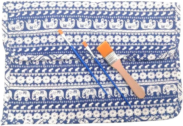 Funny live Paint Brush Holder Art Supplies, Artist Brush Holder & Storage Organizer Roll-Up Case Bag, Protect Acrylic Oil Watercolor Paintbrushes (Elephants 20 Slot Pockets) - Image 4